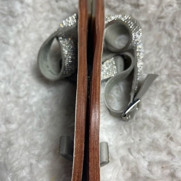 Free People Sunset Cruise Leather Sandals Silver Rhinestones ankle strap SZ7.5 - Picture 6 of 8